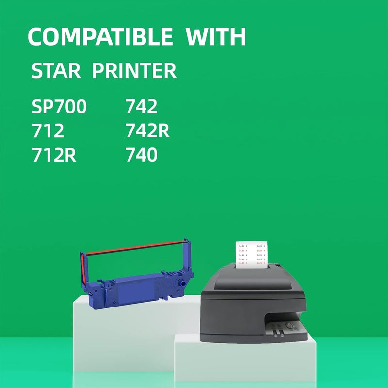 COSOB Store 12 حزمة بديل شريط متوافق لطابعة SP700 شريط SP700 SP-700 RC700 RC-700 استخدام مع Star SP700 SP700BR RC700BR SP712 SP712R SP717 SP742R SP747 SP740 طابعة (أسود وأحمر) - Image 3